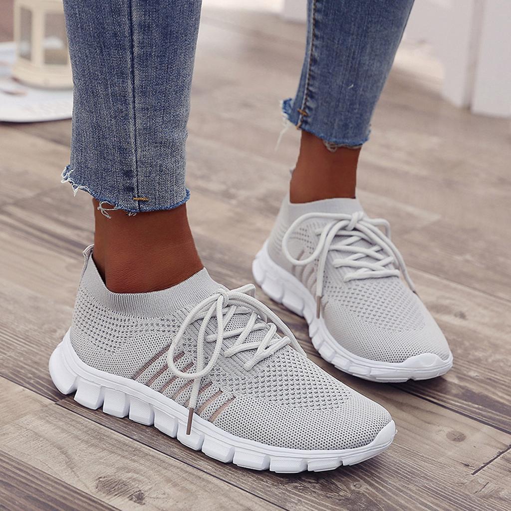 Ladies Anti-Slip Sneakers - ActiveColor-Gray-2.5-Nora Luxe