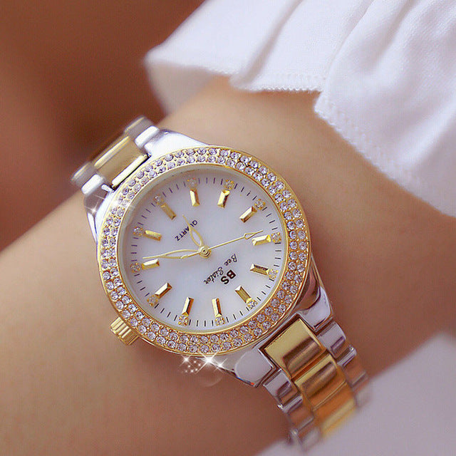 Women's Elegant Quartz Watch with Shiny Face - Pexav