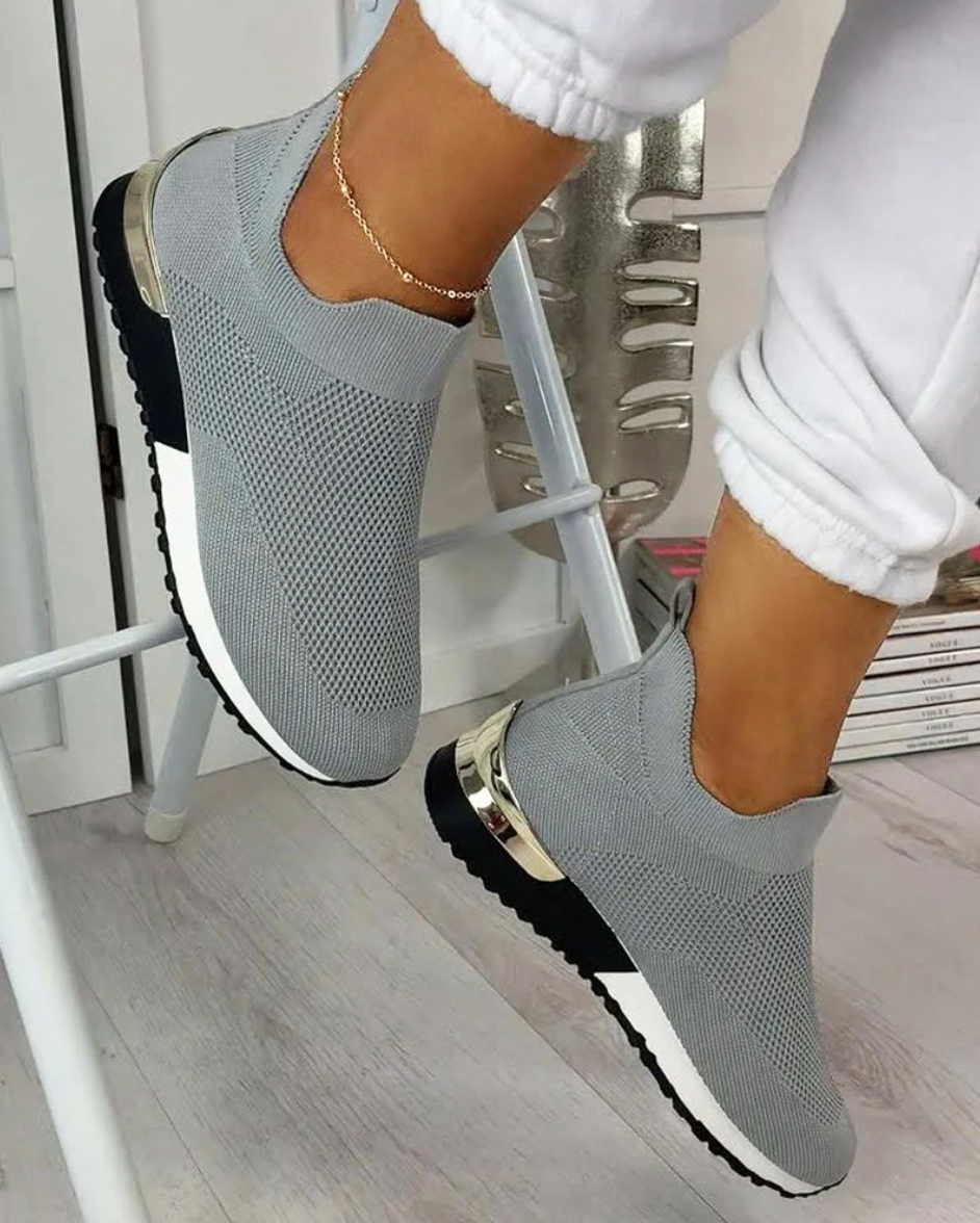 Ladies Slip-On Sneakers - FlexiStep-Gray-2.5-Nora Luxe