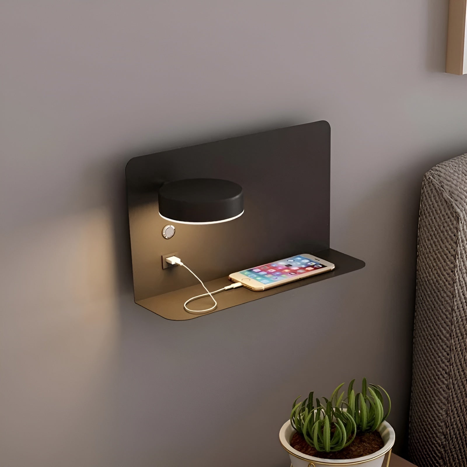 Smart LED Wall Light with USB Port and Switch - Pexav