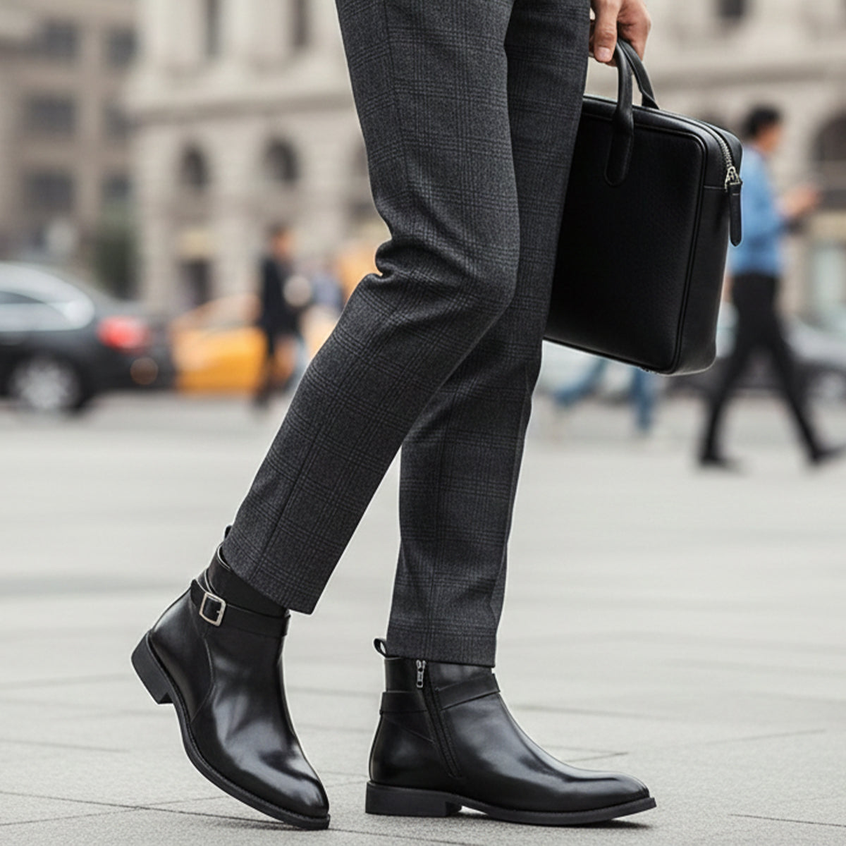 Premium Mens Leather Ankle Boots with Side Zip