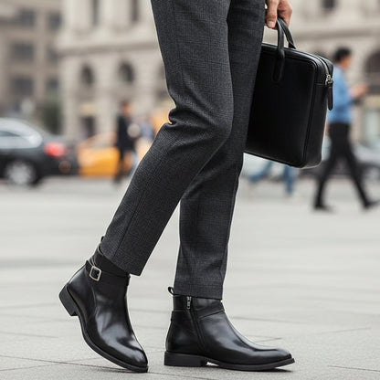 Premium Mens Leather Ankle Boots with Side Zip