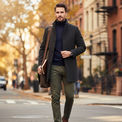 Warm Mens Classic Wool Winter Coat