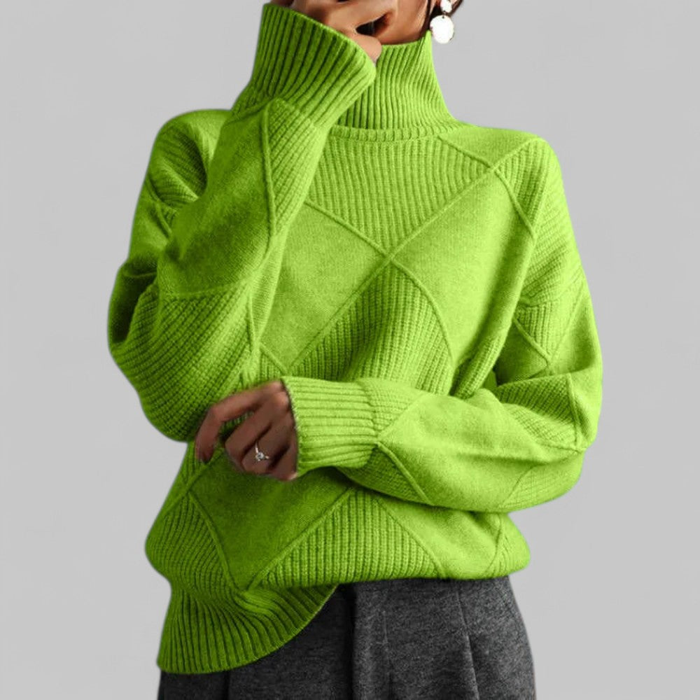 Ladies' Colorful Winter Knit Turtleneck Sweater