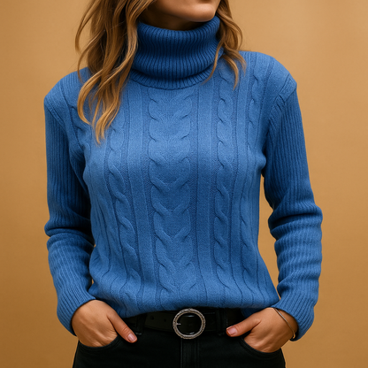 Women’s lightweight turtleneck sweater with relaxed fit and minimalist design. Soft breathable fabric, perfect for casual or work outfits.