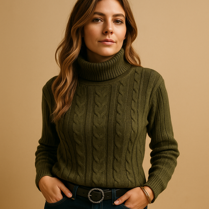 Women’s lightweight turtleneck sweater with relaxed fit and minimalist design. Soft breathable fabric, perfect for casual or work outfits.