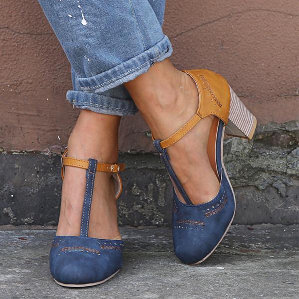 Image of Lisa | Women's T-Strap Block Heel Shoes