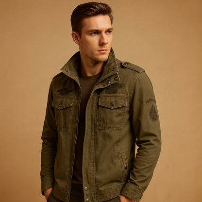 Classic Men's Leather Biker Jacket - Vossary