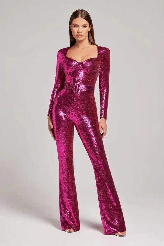 Glittery Full-Length Party Jumpsuit