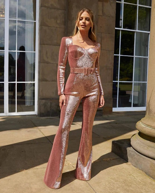 Glittery Full-Length Party Jumpsuit