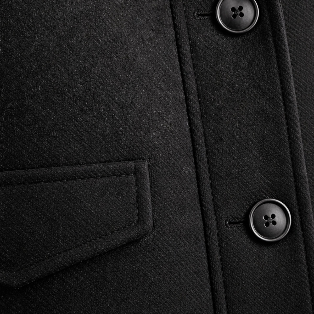 Warm Men's Zip Up Wool Coat with Button Front