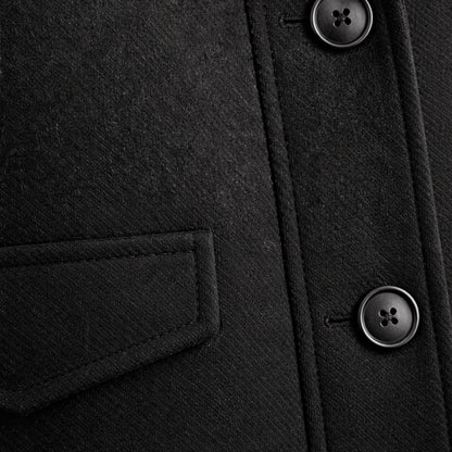Warm Men's Zip Up Wool Coat with Button Front
