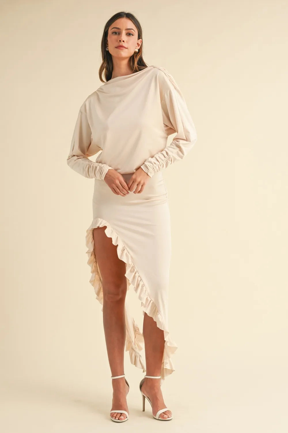 Sleek Open Back Flirty Ruffled Hem Dress - EasyApparels