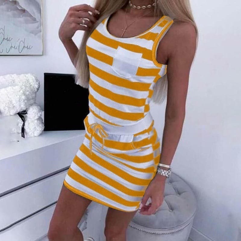 Chic Striped Cotton A-Line Dress