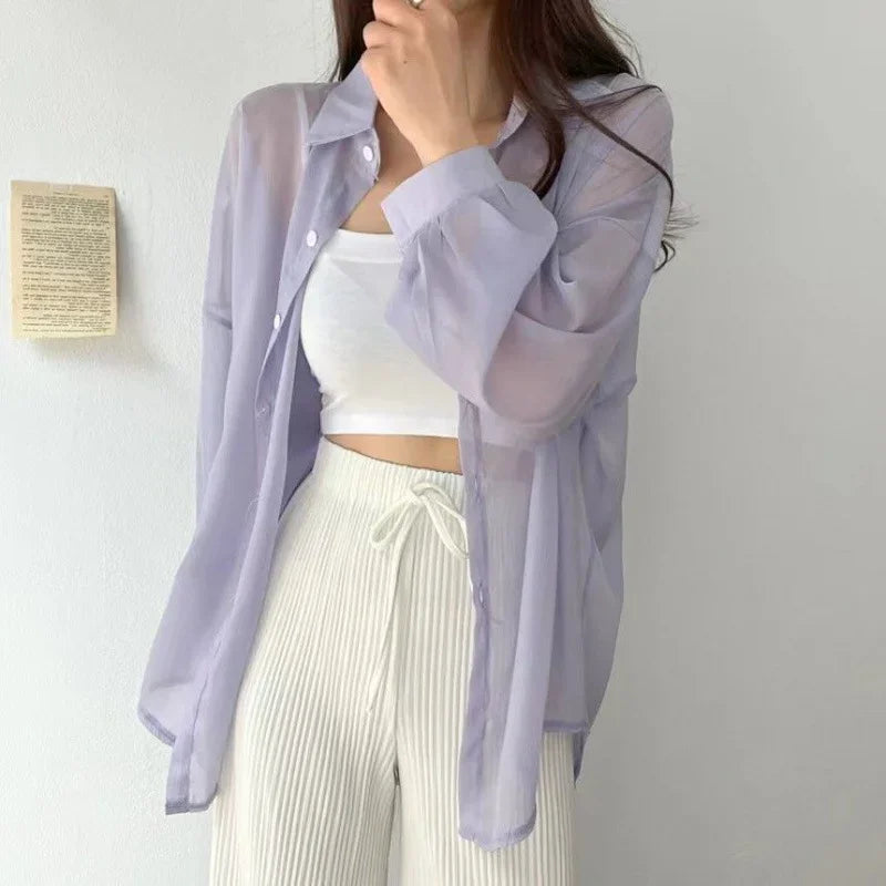 Lightweight Women's Chiffon Open Front Cardigan