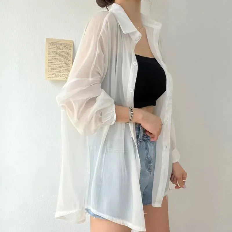 Lightweight Women's Chiffon Open Front Cardigan