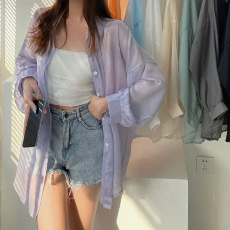 Lightweight Women's Chiffon Open Front Cardigan - EasyApparels