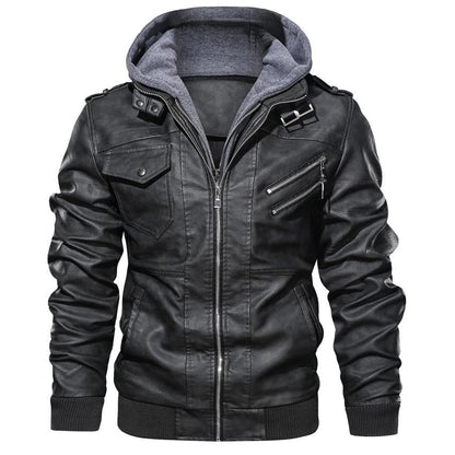 Men's Faux Leather Biker Jacket – Dane-Black-S-The Livary
