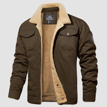 Men's Fleece Lined Coat with Multiple Pockets