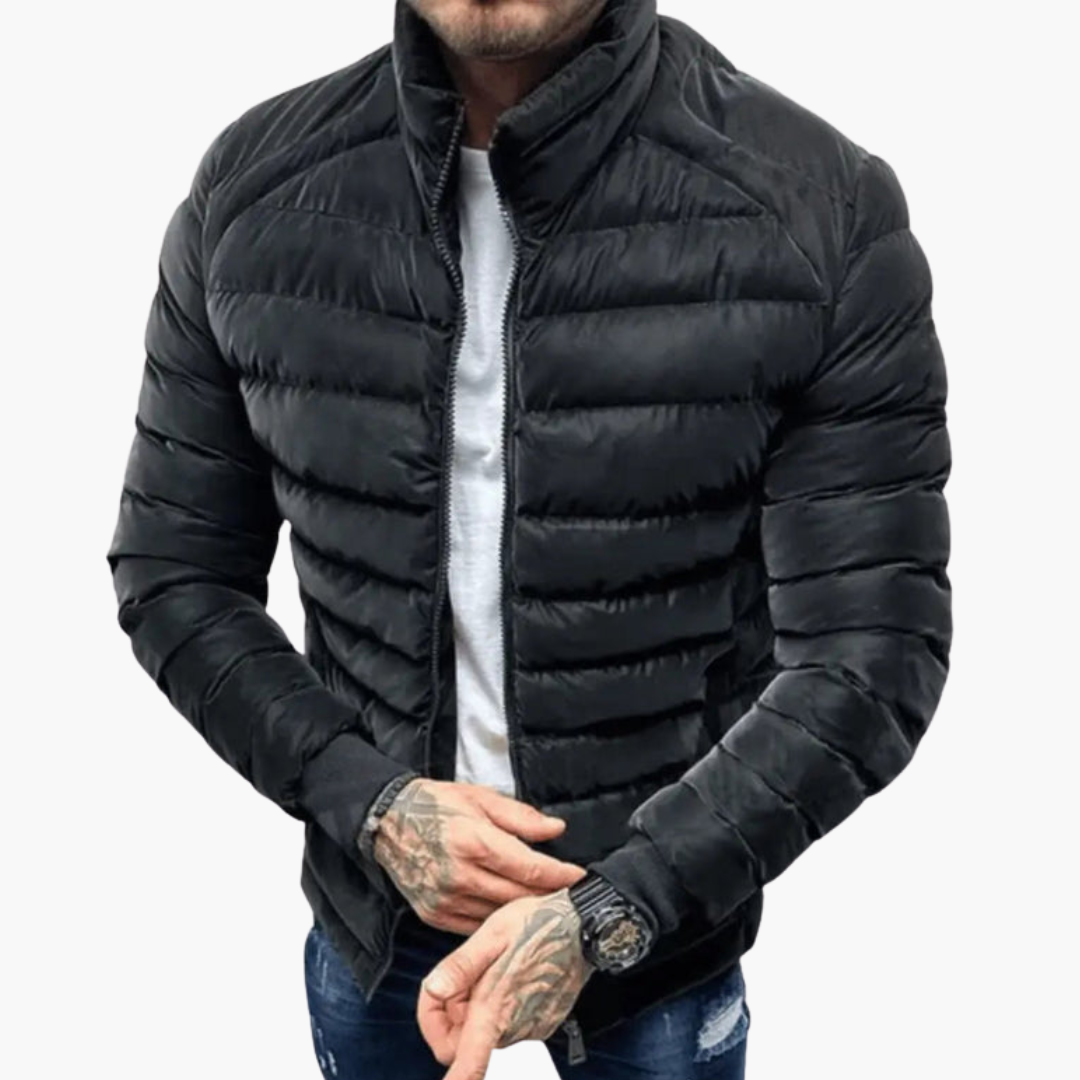 Warm Men's Padded Parka with Zip Front