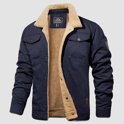 Men's Fleece Lined Coat with Multiple Pockets