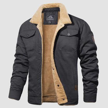 Men's Fleece Lined Coat with Multiple Pockets