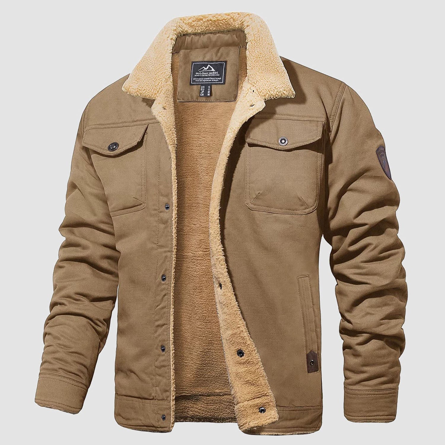 Men's Fleece Lined Coat with Multiple Pockets - EasyApparels