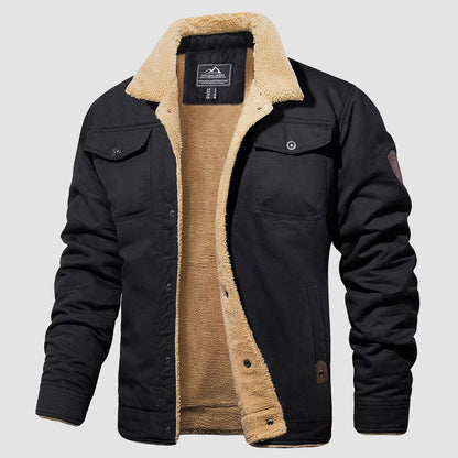Men's Fleece Lined Coat with Multiple Pockets