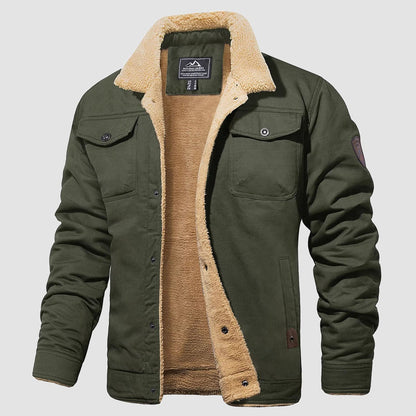 Men's Fleece Lined Coat with Multiple Pockets