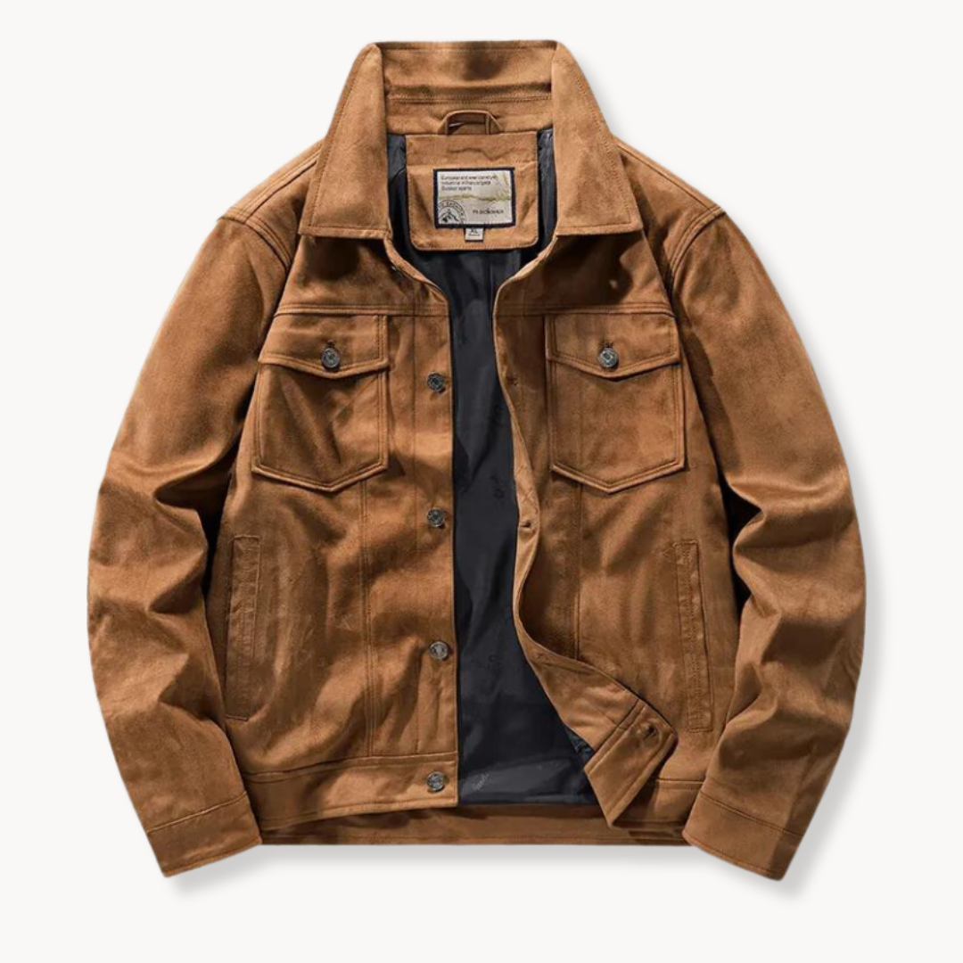 Soft Leather Denim Jacket - Vossary