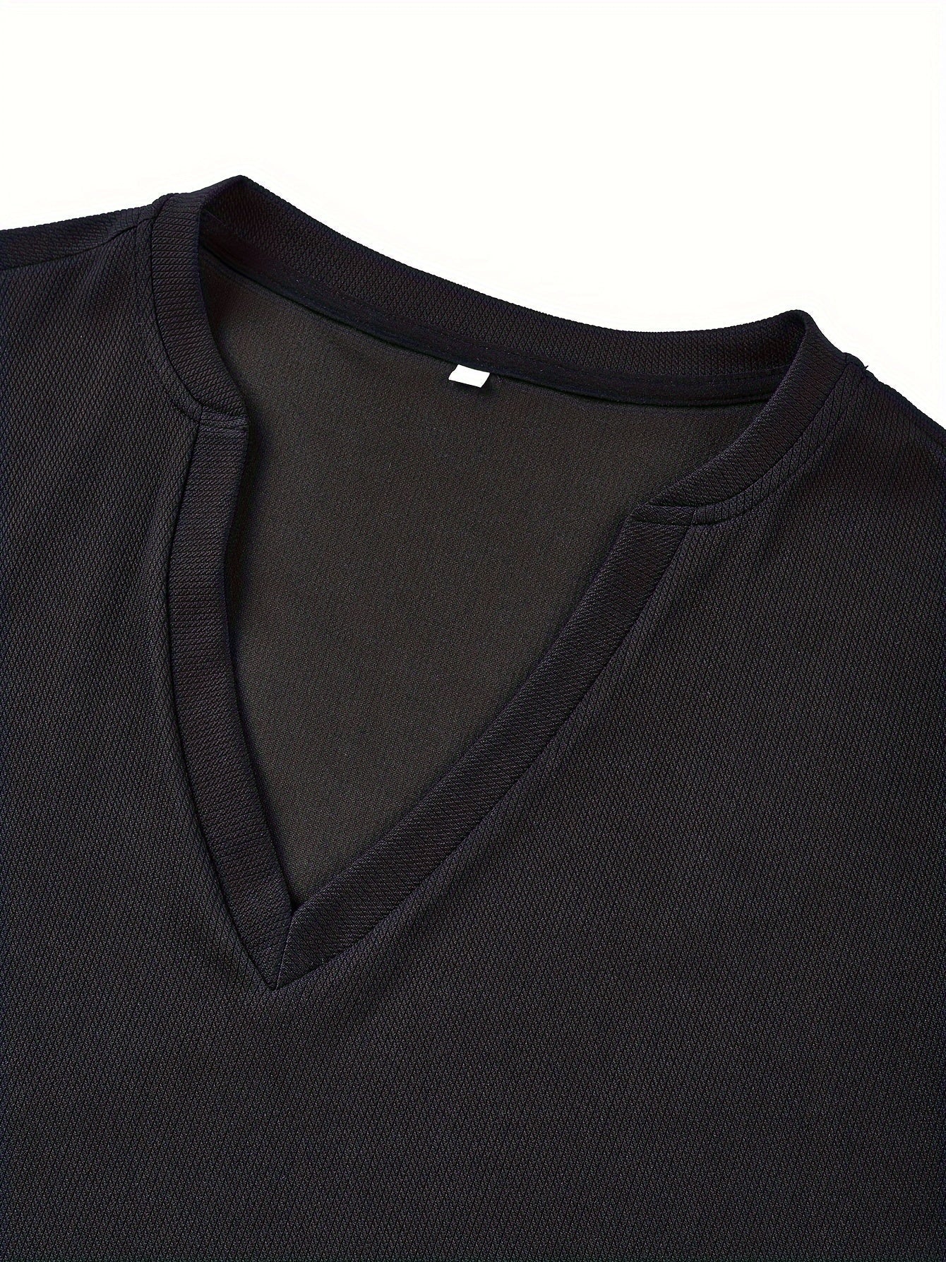 Men's T-shirt with Deep V-neck and Texture – Rafael-White-S-State of Style