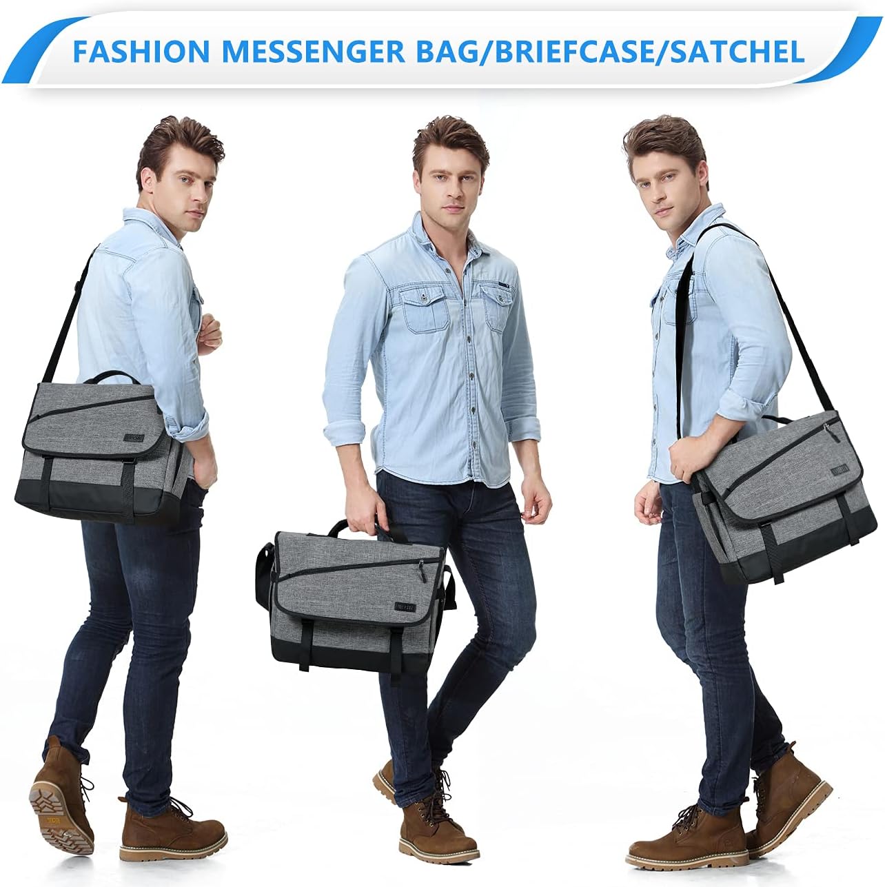 Durable Waterproof Laptop Messenger Bag with Adjustable Strap