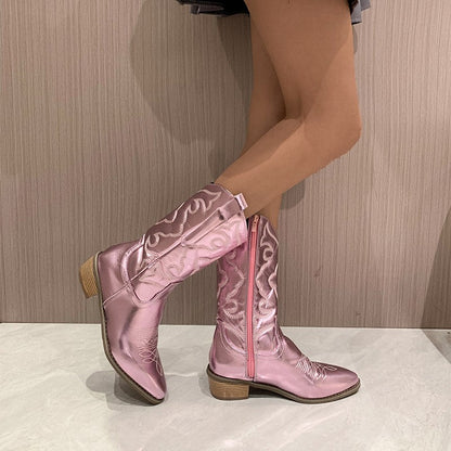 Metallic Cowboy Boots - Aurora-Pink-5-The Livary