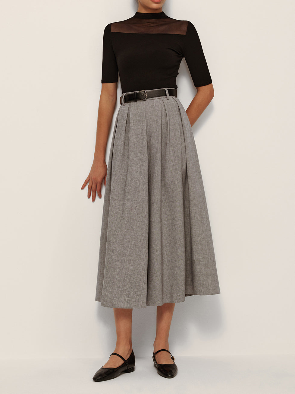 High Waisted Plaid Flared Skirt - EasyApparels
