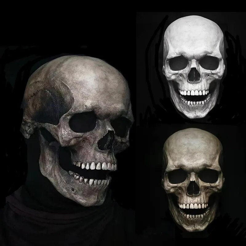 Spooky Skull Mask with Moving Jaw for Halloween Cosplay - Luxicro