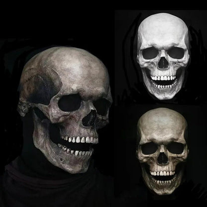 Spooky Skull Mask with Moving Jaw for Halloween Cosplay - Luxicro
