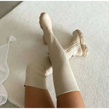 Comfy Fitting Tall Knit Sock Boots for Women - Luxicro