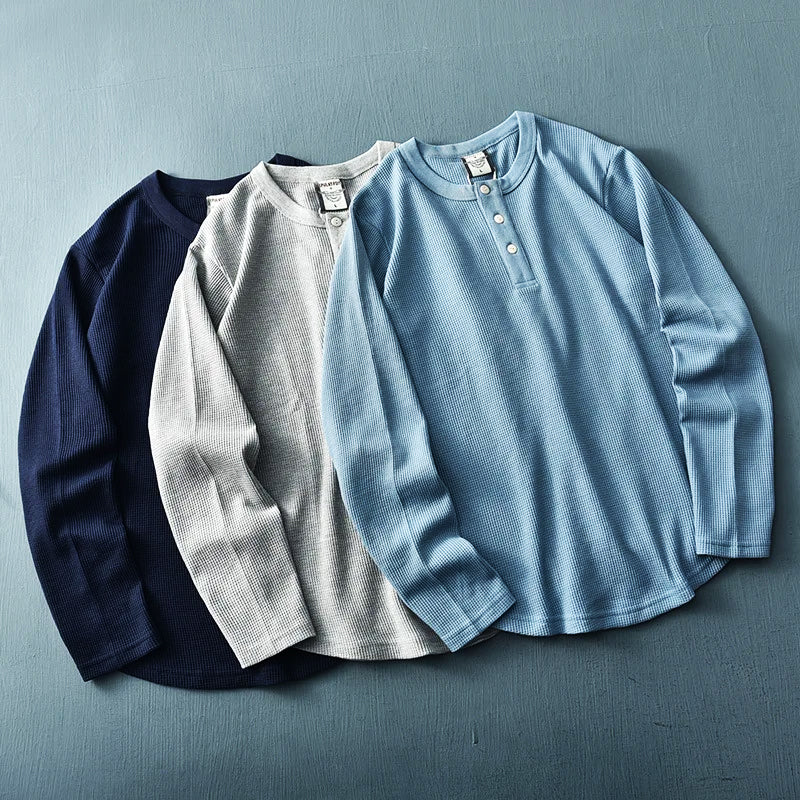 Image of Nathan | Men's Long Sleeve Henley T-Shirt