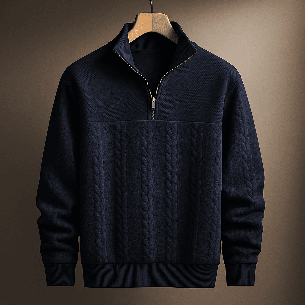 Cozy Marine Quarter Zip Sweater