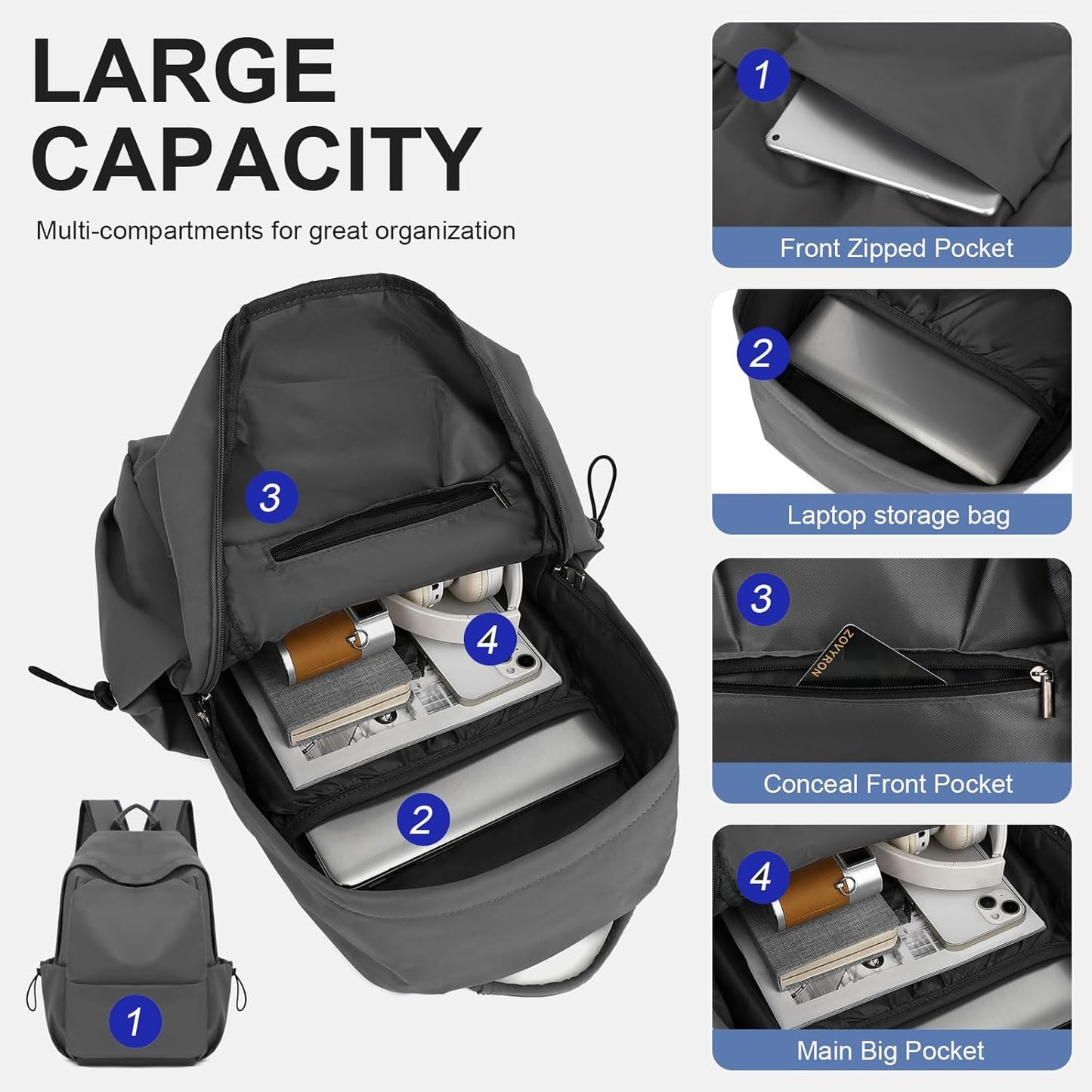 Durable Waterproof Laptop & Travel Bag with Multiple Pockets