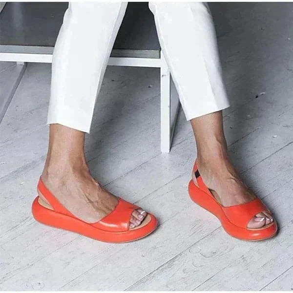 Ladies Comfortable Flat Sandals with Open Toe and Ankle Strap