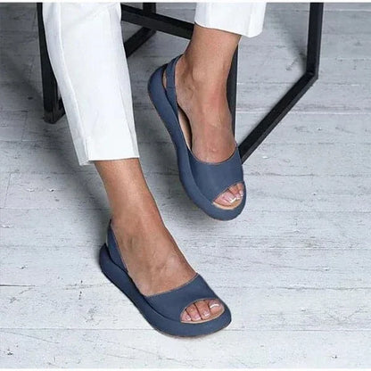 Ladies Comfortable Flat Sandals with Open Toe and Ankle Strap