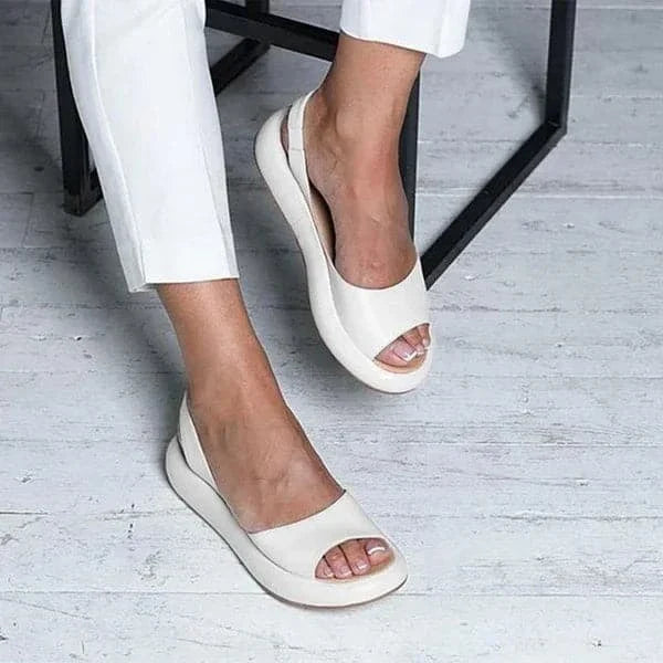 Ladies Comfortable Flat Sandals with Open Toe and Ankle Strap