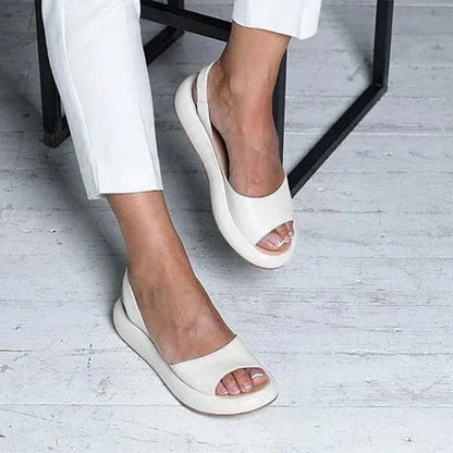 Ladies Comfortable Flat Sandals with Open Toe and Ankle Strap
