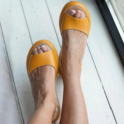 Orthopaedic ladies' comfort sandals with low heel – Livana-Yellow-3-Nora Luxe