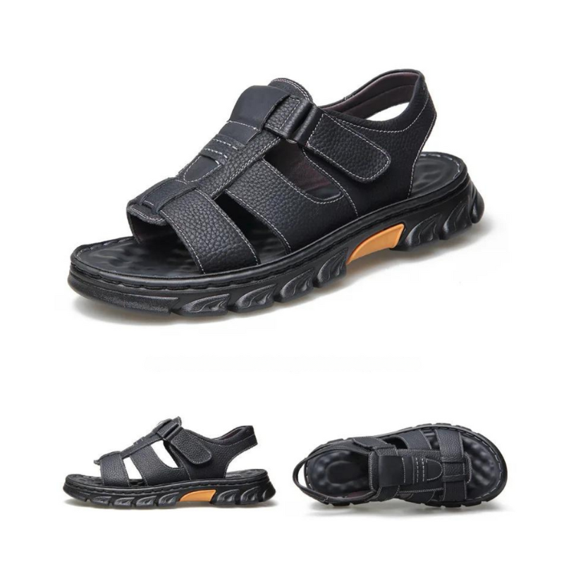 Orthopaedic Leather Men's Sandals – Thijs-Brown-6-State of Style