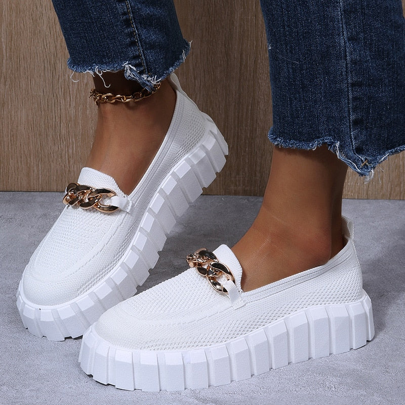 Supportive Women's Athletic Shoes with Thick Sole - Pexav