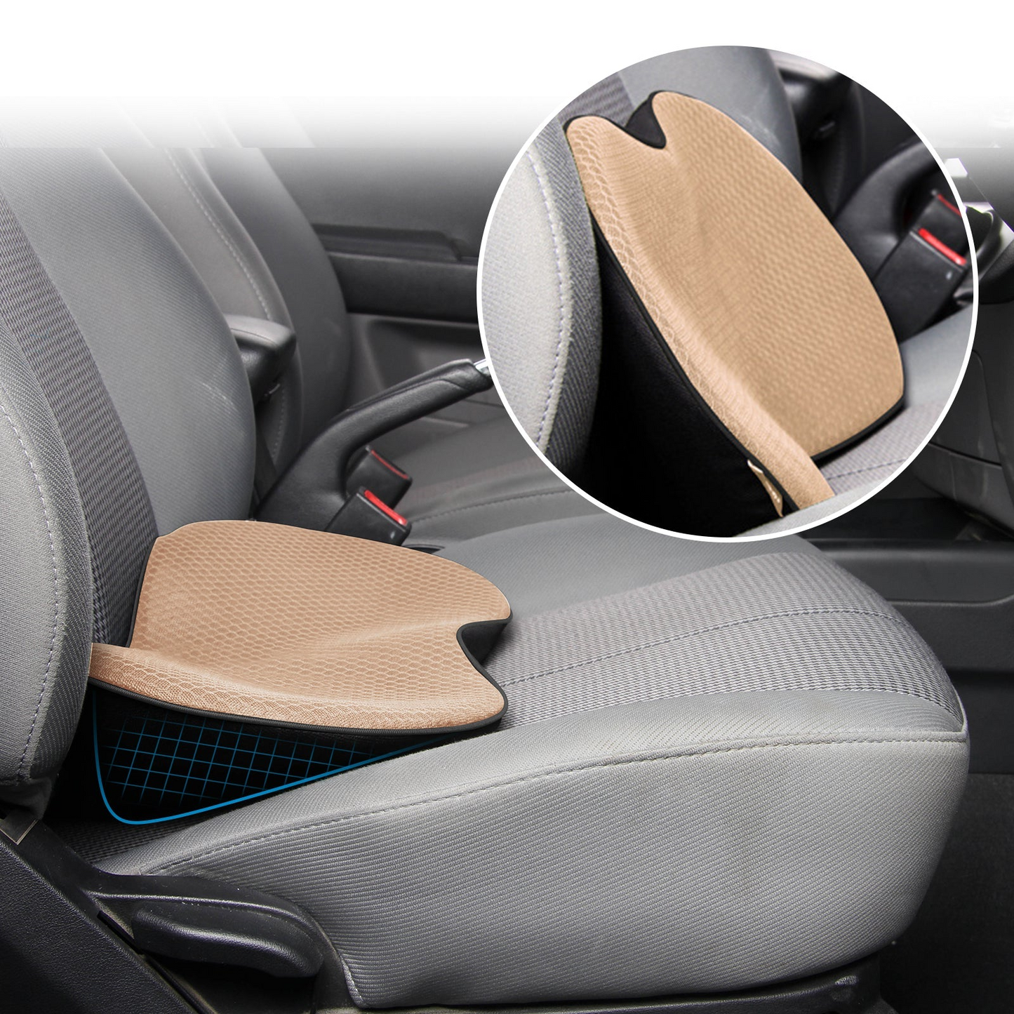 Comfy Car Seat Cushion Thick Memory Foam Support