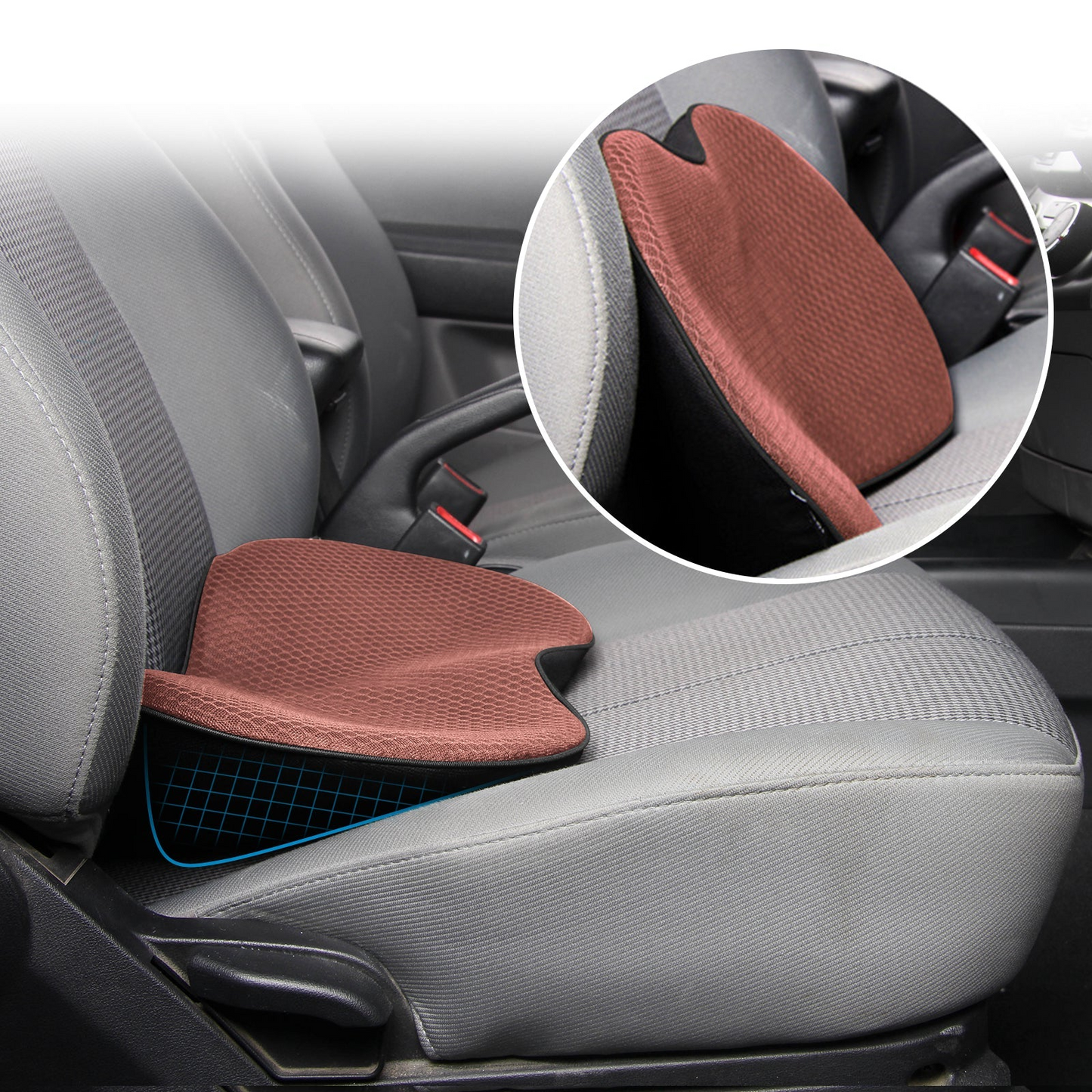 Comfy Car Seat Cushion Thick Memory Foam Support