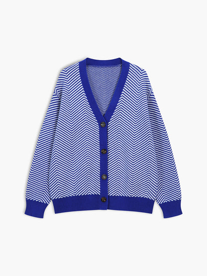 Large Checked Wool Cardigan